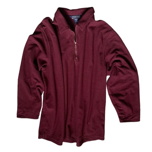 Lands' End Mens XL 46/48 Polartec Fleece 1/4 Zip Pullover Burgundy 41C - Picture 2 of 8